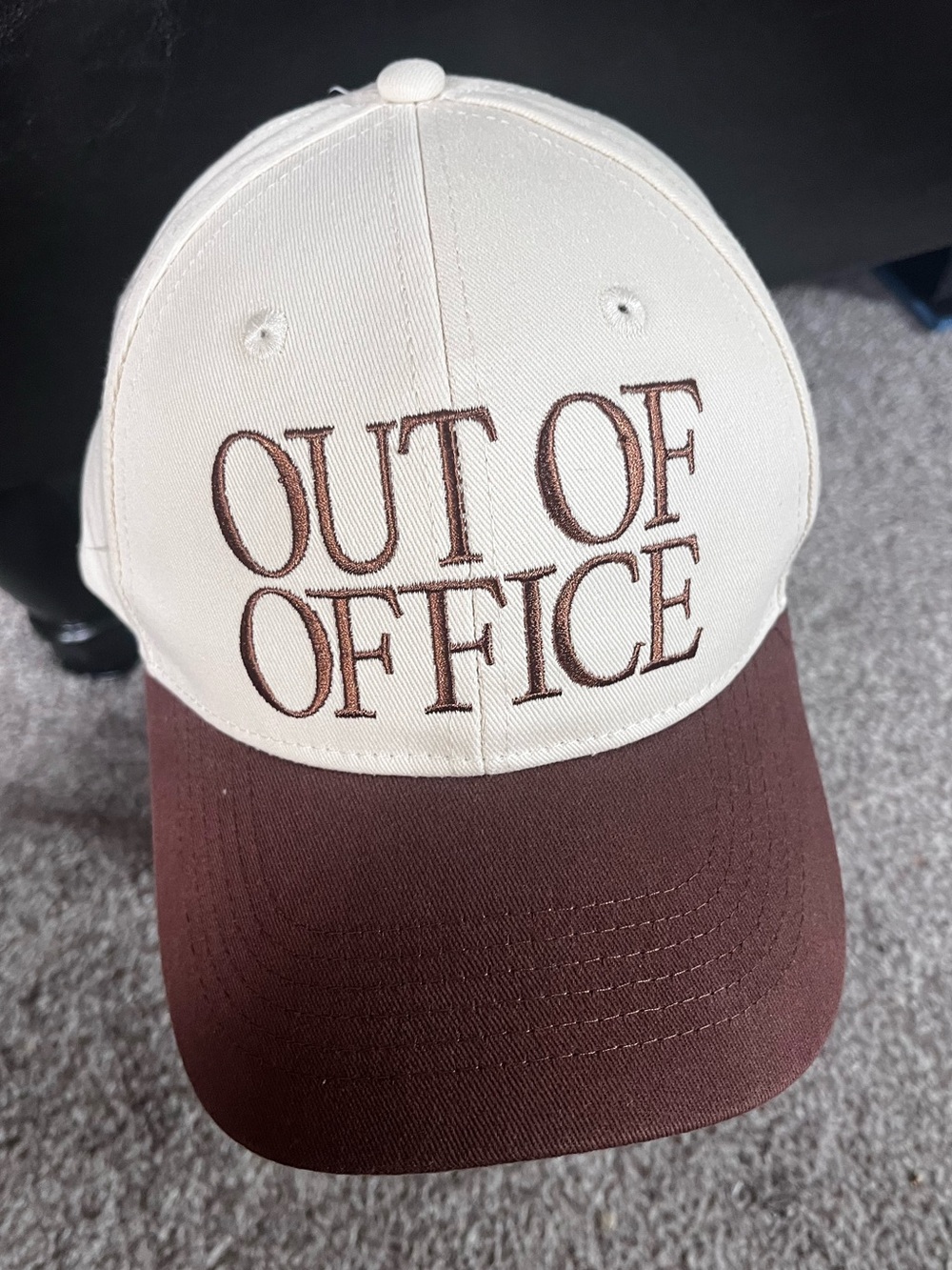 Out of Office Two-Tone Baseball Cap - Cream and Brown - Picture 2 of 3